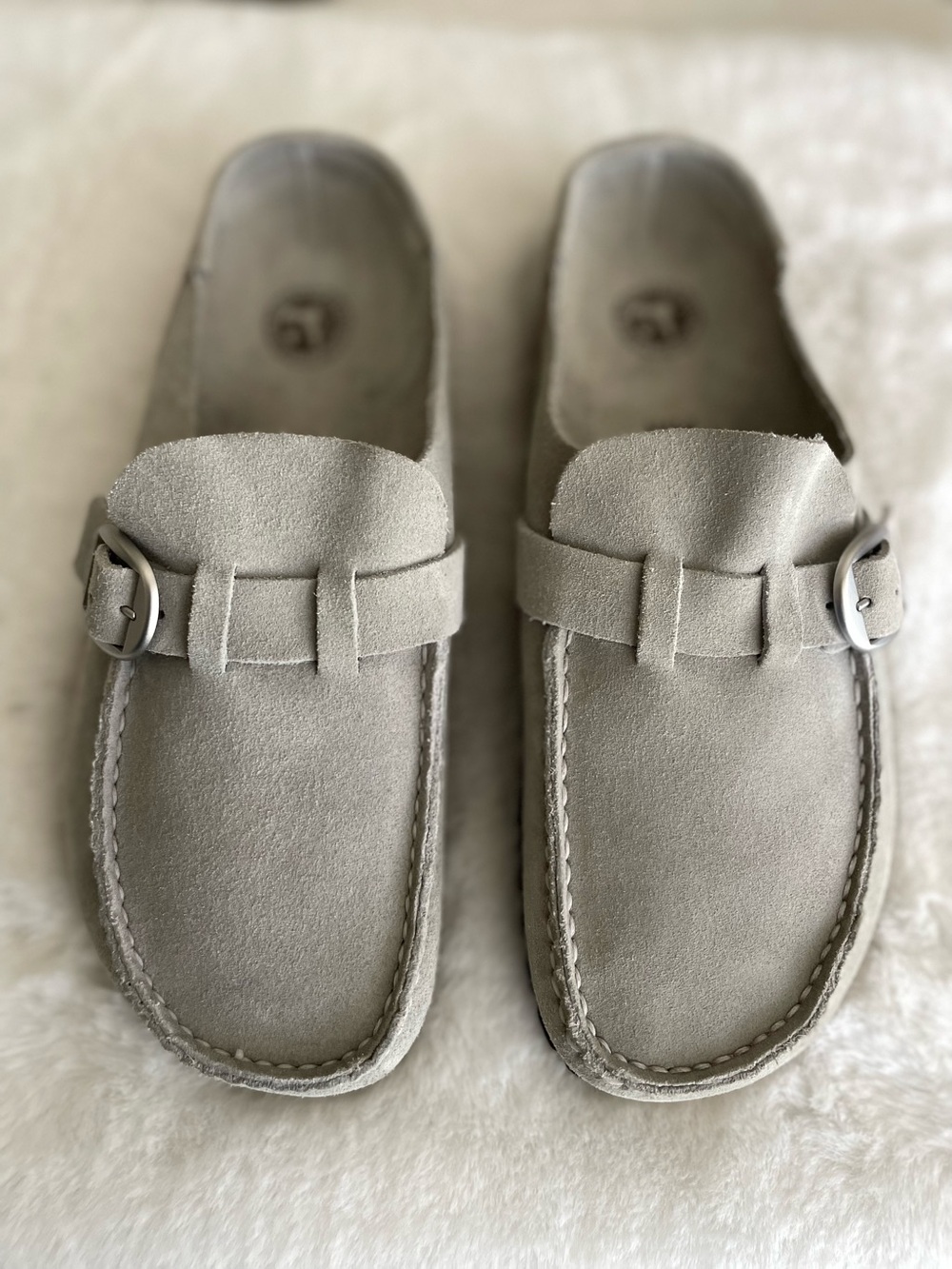 Birkenstock Buckley Clog Gray Suede Slip on Moccasins Size 39